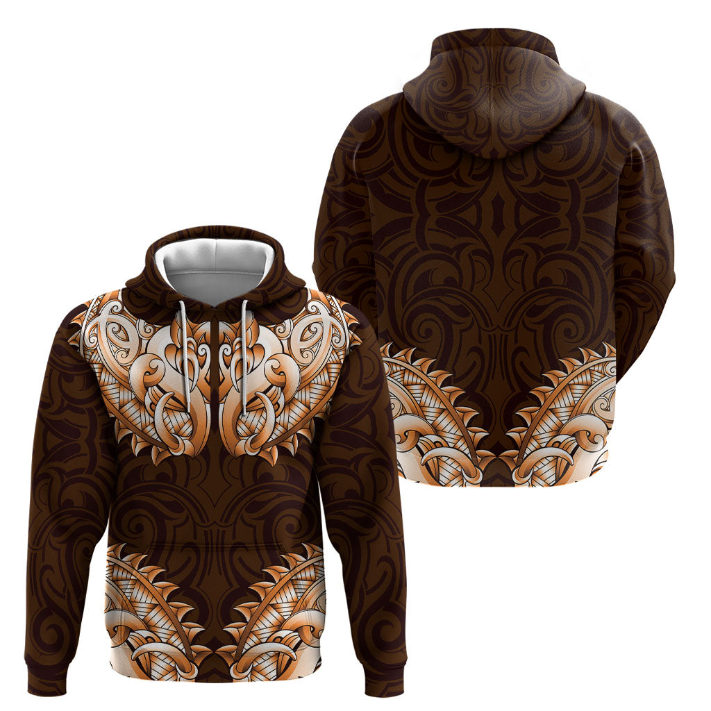 New Zealand Ta Moko Hoodie Aotearoa Maori Chest Tattoo Orange