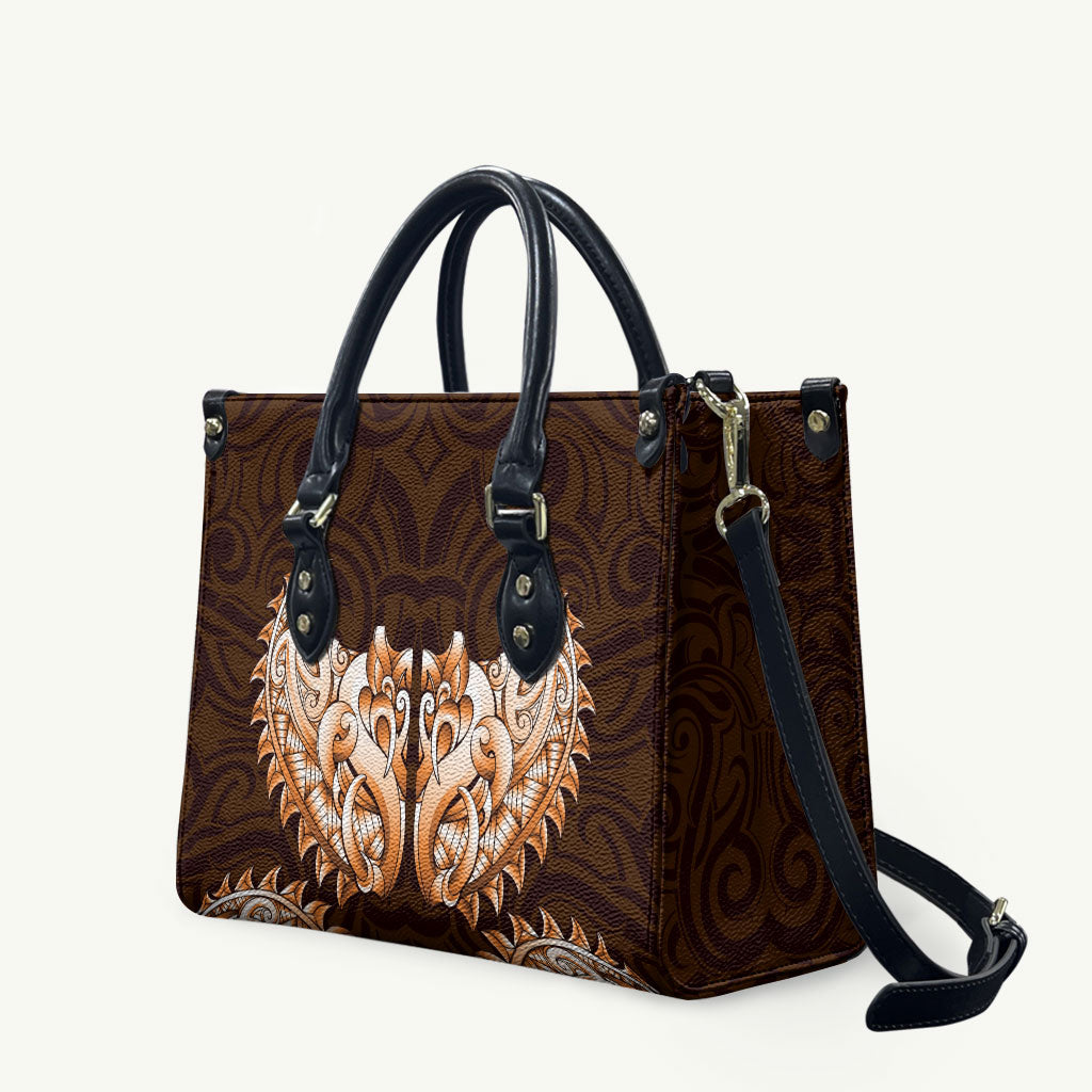 New Zealand Ta Moko Leather Bag Aotearoa Maori Chest Tattoo Orange LT14 Orange - Polynesian Pride