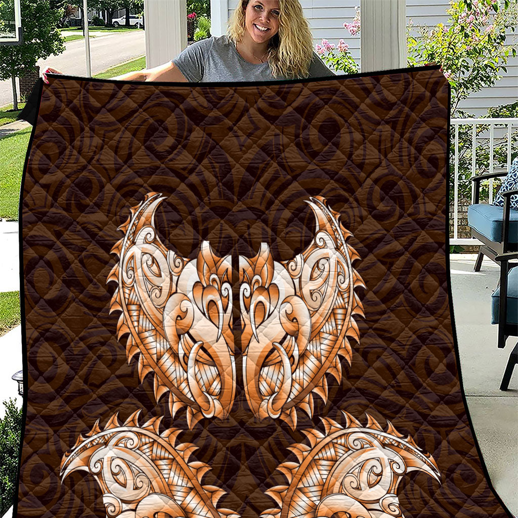 New Zealand Ta Moko Quilt Aotearoa Maori Chest Tattoo Orange LT14 Orange - Polynesian Pride