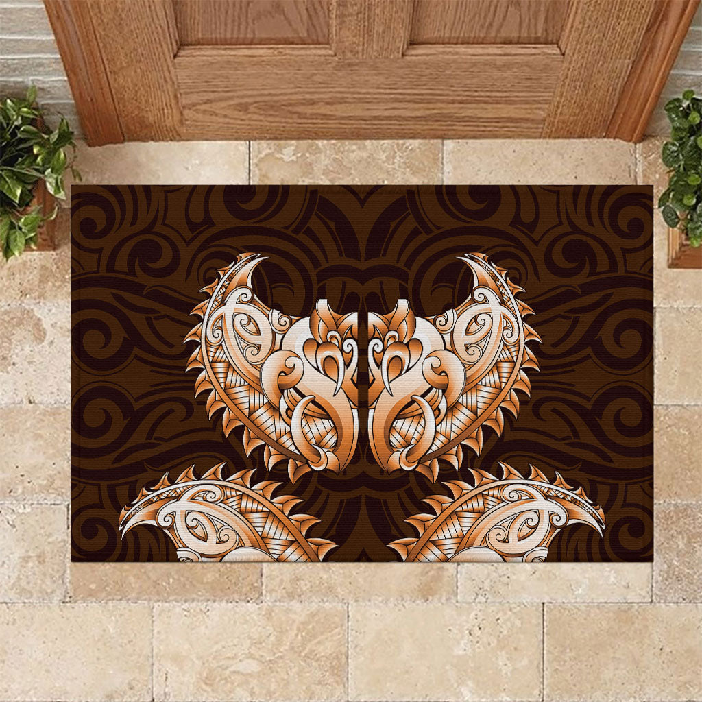 New Zealand Ta Moko Rubber Doormat Aotearoa Maori Chest Tattoo Orange LT14 Orange - Polynesian Pride