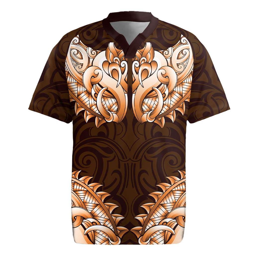 New Zealand Ta Moko Rugby Jersey Aotearoa Maori Chest Tattoo Orange LT14 Orange - Polynesian Pride