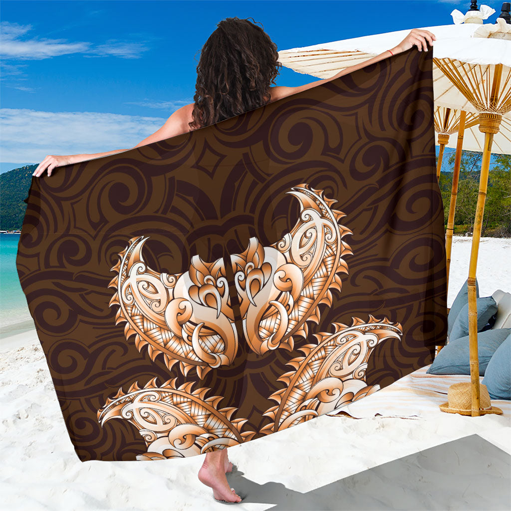 New Zealand Ta Moko Sarong Aotearoa Maori Chest Tattoo Orange LT14 One Size 44 x 66 inches Orange - Polynesian Pride