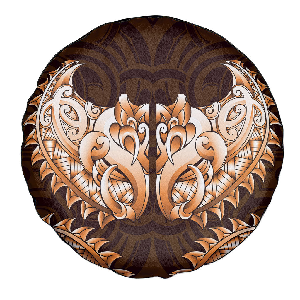 New Zealand Ta Moko Spare Tire Cover Aotearoa Maori Chest Tattoo Orange