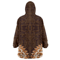 New Zealand Ta Moko Wearable Blanket Hoodie Aotearoa Maori Chest Tattoo Orange