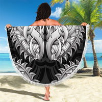 New Zealand Ta Moko Beach Blanket Aotearoa Maori Chest Tattoo Black