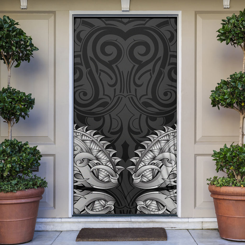 New Zealand Ta Moko Door Cover Aotearoa Maori Chest Tattoo Black LT14 Black - Polynesian Pride
