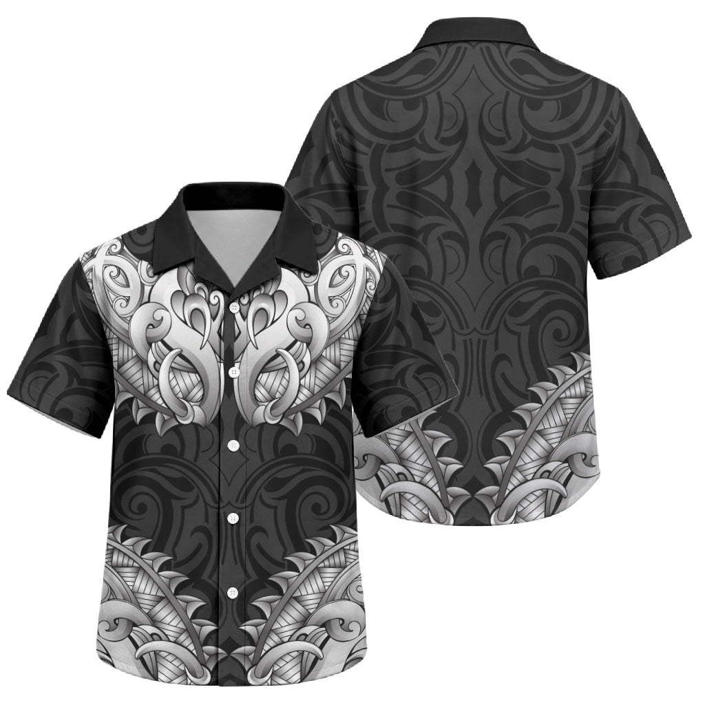 New Zealand Ta Moko Family Matching Mermaid Dress and Hawaiian Shirt Aotearoa Maori Chest Tattoo Black