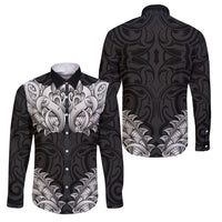 New Zealand Ta Moko Family Matching Off Shoulder Short Dress and Hawaiian Shirt Aotearoa Maori Chest Tattoo Black