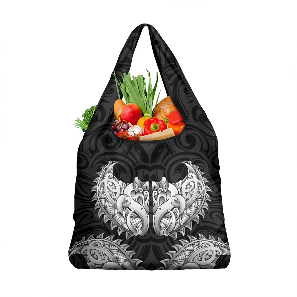 New Zealand Ta Moko Grocery Bag Aotearoa Maori Chest Tattoo Black LT14 1-pack One Size Black - Polynesian Pride