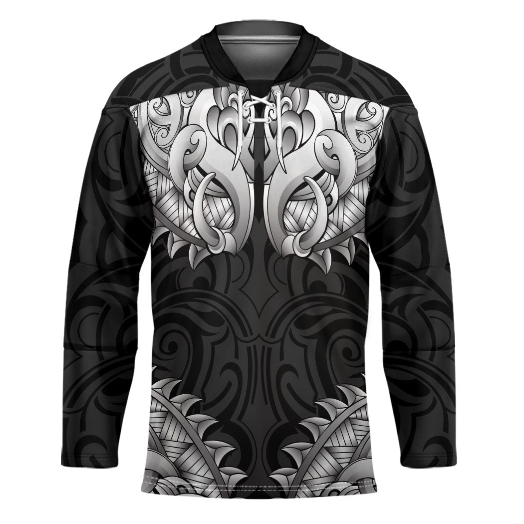 New Zealand Ta Moko Hockey Jersey Aotearoa Maori Chest Tattoo Black LT14 Unisex Black - Polynesian Pride
