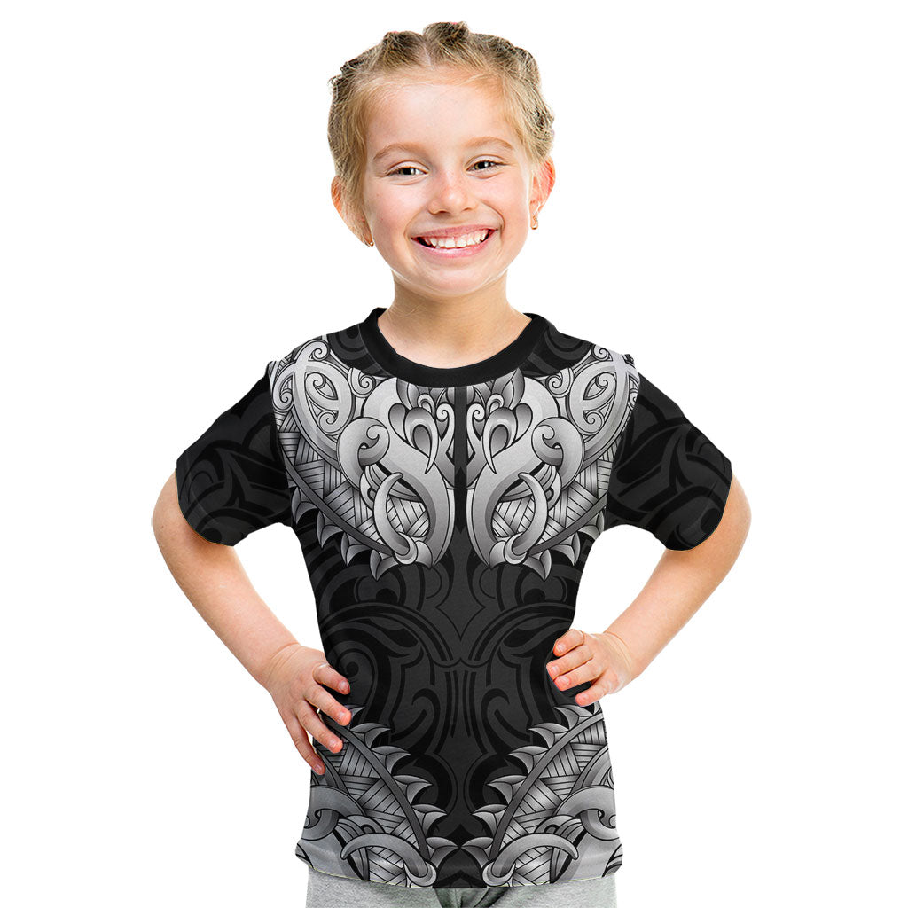 New Zealand Ta Moko Kid T Shirt Aotearoa Maori Chest Tattoo Black LT14 Black - Polynesian Pride