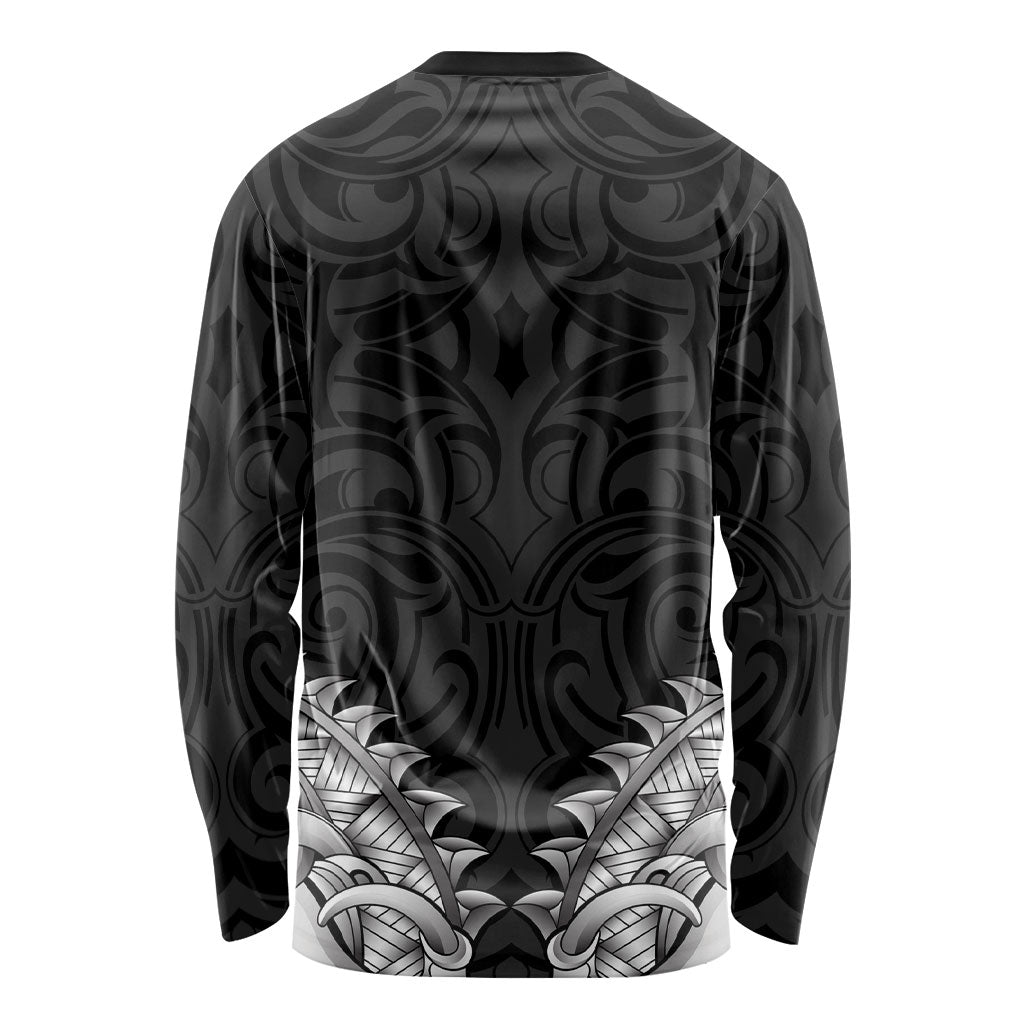New Zealand Ta Moko Long Sleeve Shirt Aotearoa Maori Chest Tattoo Black