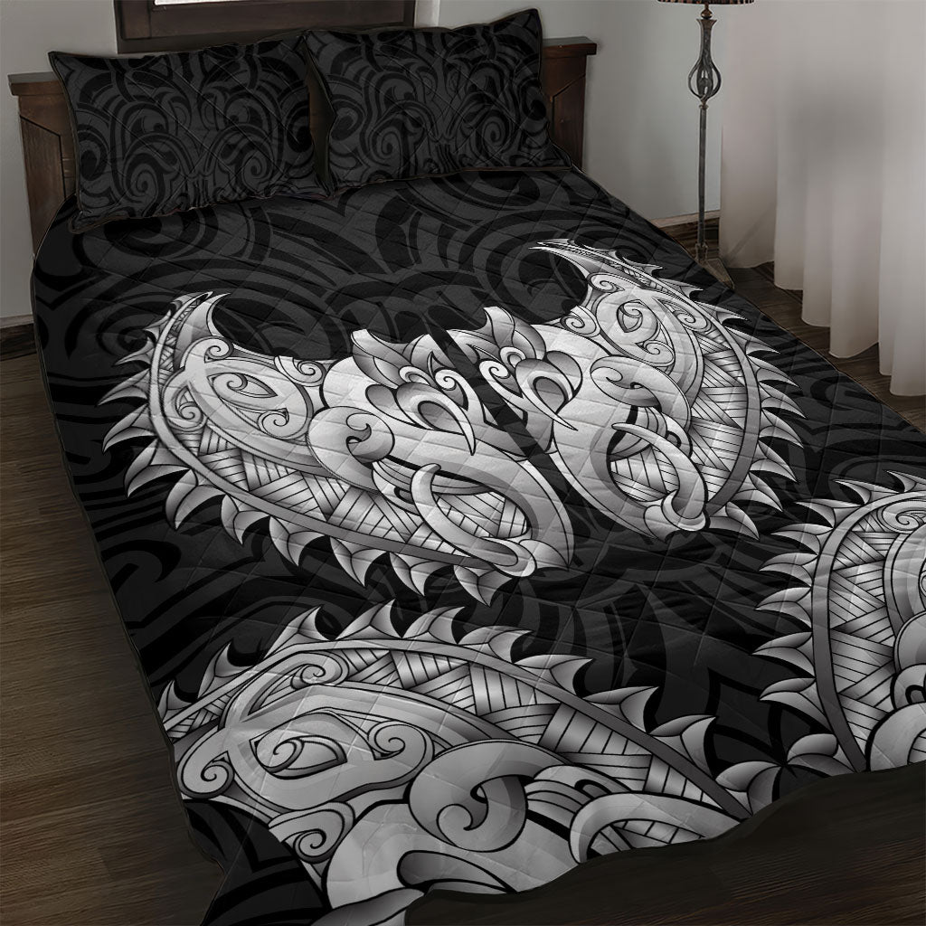 New Zealand Ta Moko Quilt Bed Set Aotearoa Maori Chest Tattoo Black LT14 Black - Polynesian Pride