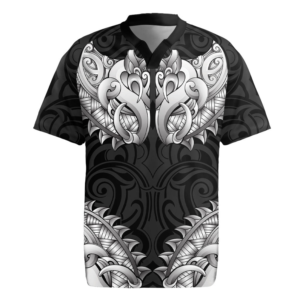 New Zealand Ta Moko Rugby Jersey Aotearoa Maori Chest Tattoo Black LT14 Black - Polynesian Pride