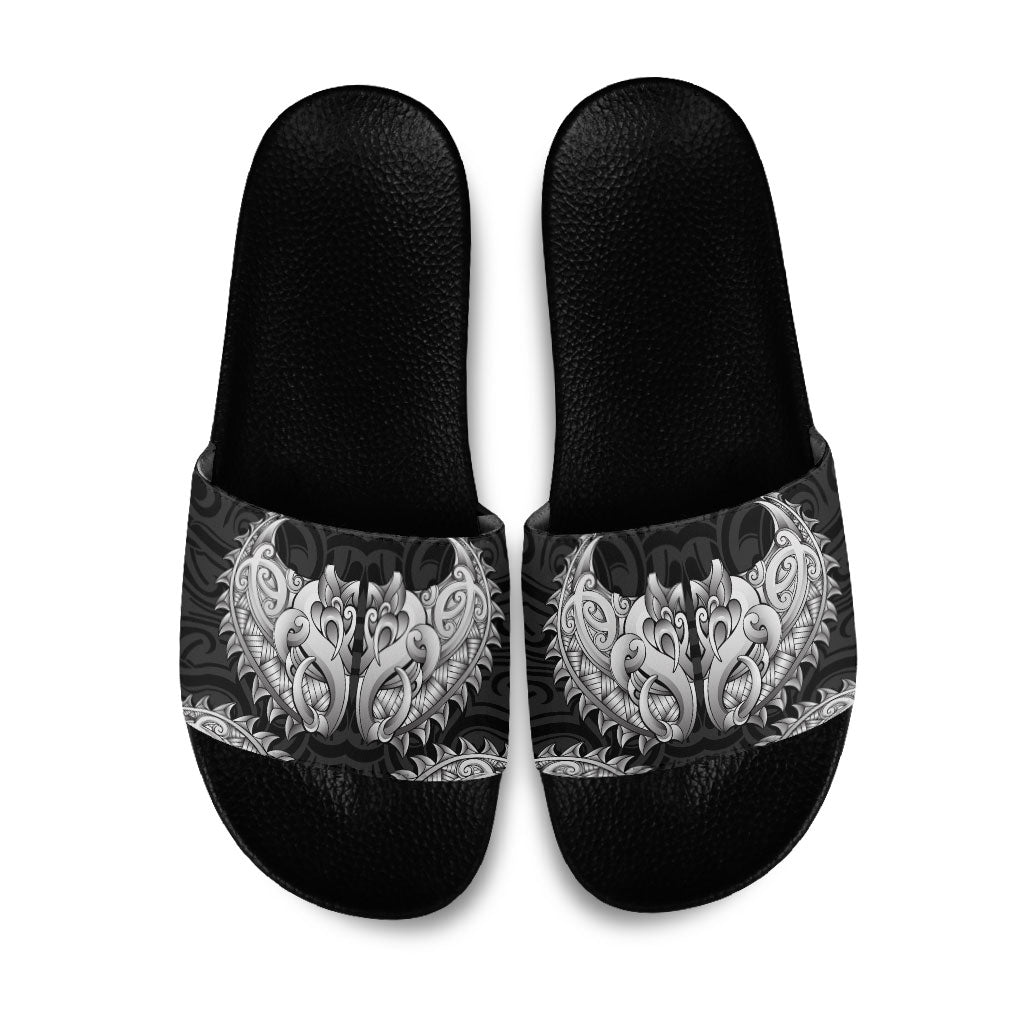 New Zealand Ta Moko Slide Sandals Aotearoa Maori Chest Tattoo Black LT14 Black - Polynesian Pride