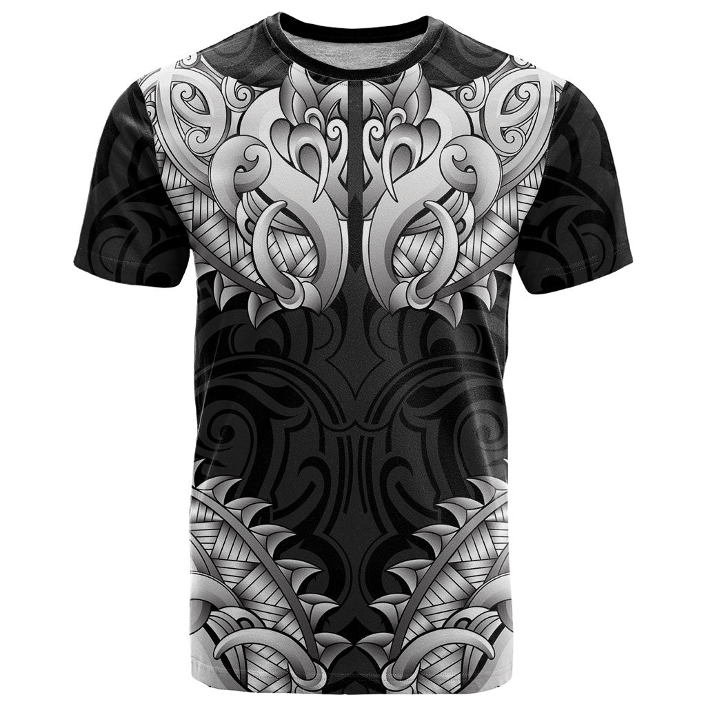 New Zealand Ta Moko T Shirt Aotearoa Maori Chest Tattoo Black LT14 Black - Polynesian Pride