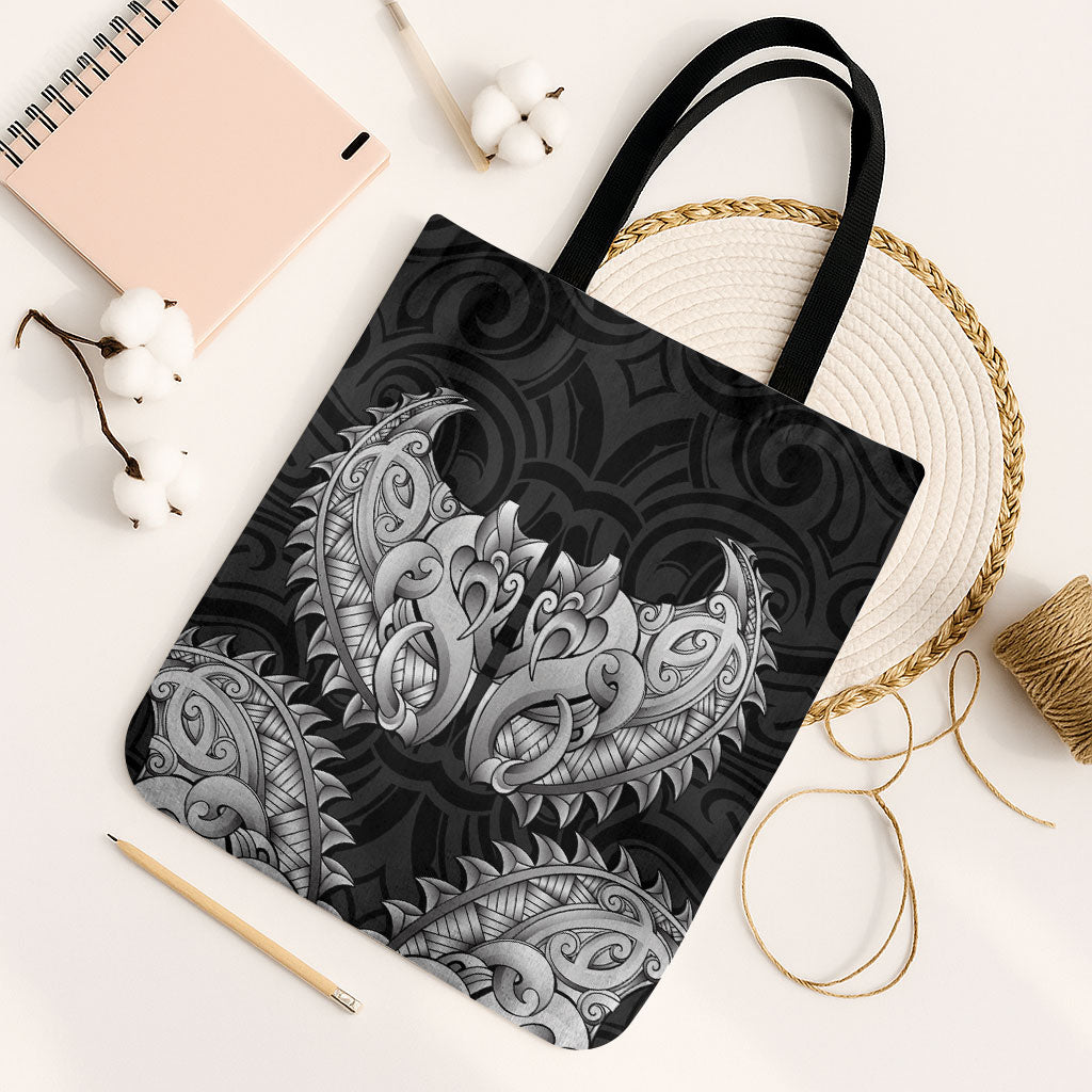 New Zealand Ta Moko Tote Bag Aotearoa Maori Chest Tattoo Black LT14 Black Strap One Size Black - Polynesian Pride