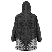 New Zealand Ta Moko Wearable Blanket Hoodie Aotearoa Maori Chest Tattoo Black