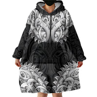 New Zealand Ta Moko Wearable Blanket Hoodie Aotearoa Maori Chest Tattoo Black