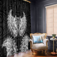 New Zealand Ta Moko Window Curtain Aotearoa Maori Chest Tattoo Black