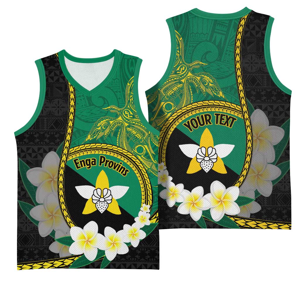 Personalised PNG Enga Provins Basketball Jersey Papua New Guinea Plumeria Melanesian Pattern LT14 - Polynesian Pride
