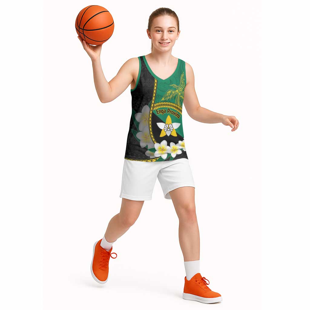 Personalised PNG Enga Provins Basketball Jersey Papua New Guinea Plumeria Melanesian Pattern LT14 - Polynesian Pride
