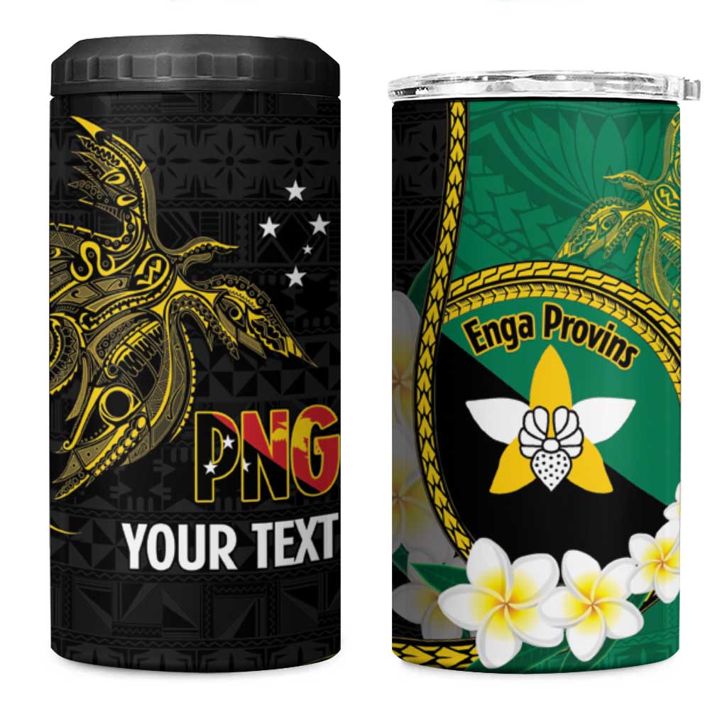 Personalised PNG Enga Provins 4 in 1 Can Cooler Tumbler Papua New Guinea Plumeria Melanesian Pattern LT14 One Size: 16 oz Black - Polynesian Pride