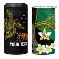 Personalised PNG Enga Provins 4 in 1 Can Cooler Tumbler Papua New Guinea Plumeria Melanesian Pattern LT14 One Size: 16 oz Black - Polynesian Pride