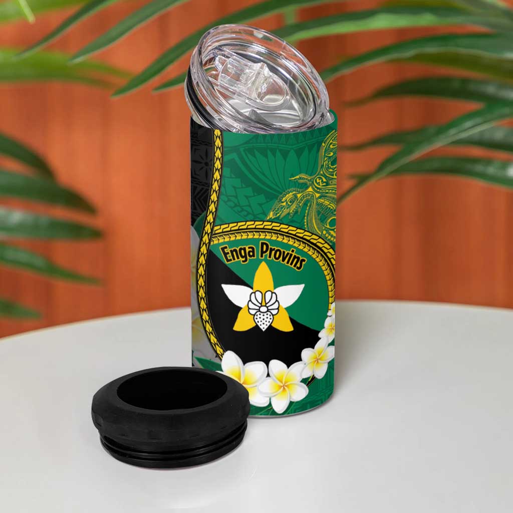 Personalised PNG Enga Provins 4 in 1 Can Cooler Tumbler Papua New Guinea Plumeria Melanesian Pattern LT14 - Polynesian Pride