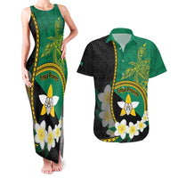 Personalised PNG Enga Provins Couples Matching Tank Maxi Dress and Hawaiian Shirt Papua New Guinea Plumeria Melanesian Pattern LT14 Black - Polynesian Pride