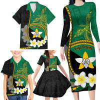 Personalised PNG Enga Provins Family Matching Long Sleeve Bodycon Dress and Hawaiian Shirt Papua New Guinea Plumeria Melanesian Pattern LT14 - Polynesian Pride