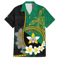 Personalised PNG Enga Provins Family Matching Off The Shoulder Long Sleeve Dress and Hawaiian Shirt Papua New Guinea Plumeria Melanesian Pattern LT14 Dad's Shirt - Short Sleeve Black - Polynesian Pride