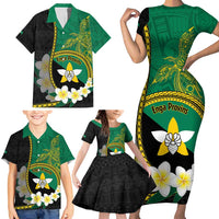 Personalised PNG Enga Provins Family Matching Short Sleeve Bodycon Dress and Hawaiian Shirt Papua New Guinea Plumeria Melanesian Pattern LT14 - Polynesian Pride
