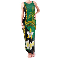 Personalised PNG Enga Provins Family Matching Tank Maxi Dress and Hawaiian Shirt Papua New Guinea Plumeria Melanesian Pattern LT14 Mom's Dress Black - Polynesian Pride