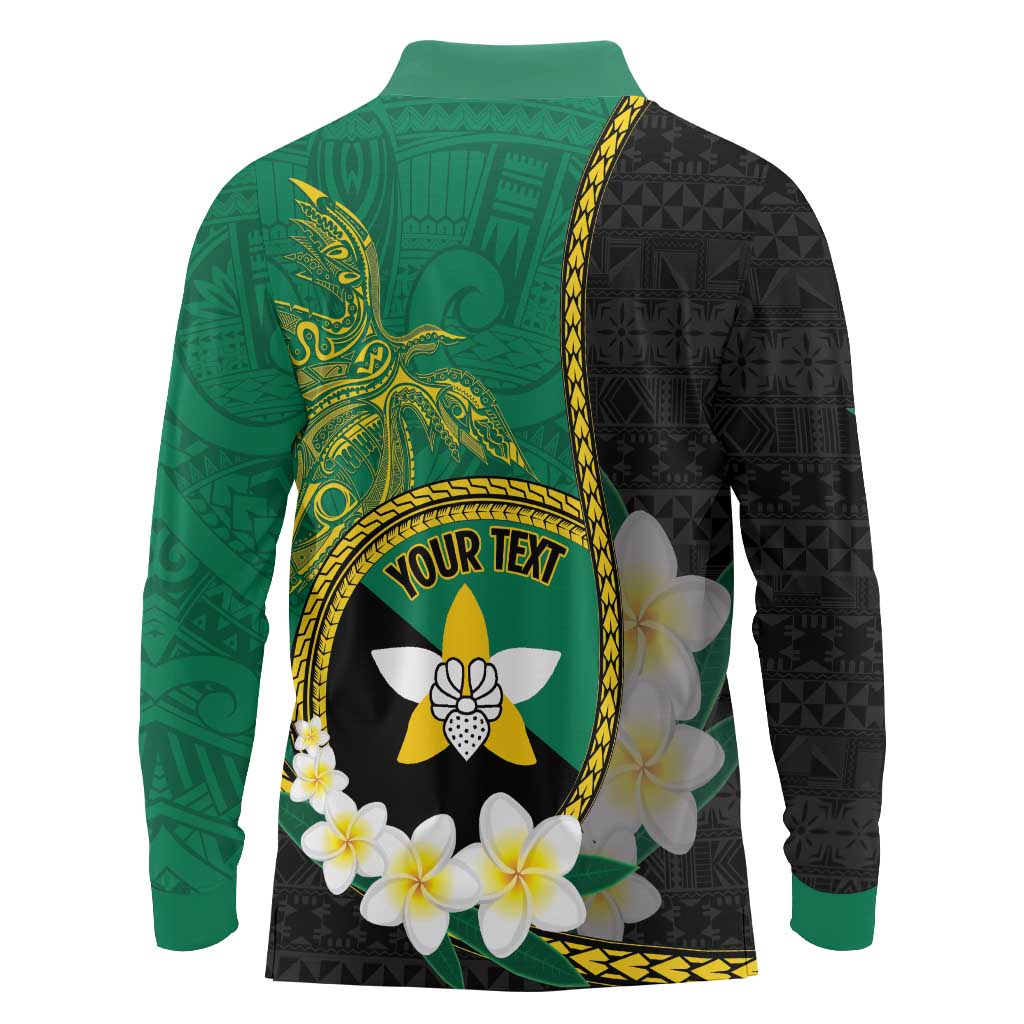 Personalised PNG Enga Provins Long Sleeve Polo Shirt Papua New Guinea Plumeria Melanesian Pattern LT14 - Polynesian Pride