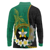 Personalised PNG Enga Provins Long Sleeve Polo Shirt Papua New Guinea Plumeria Melanesian Pattern LT14 - Polynesian Pride