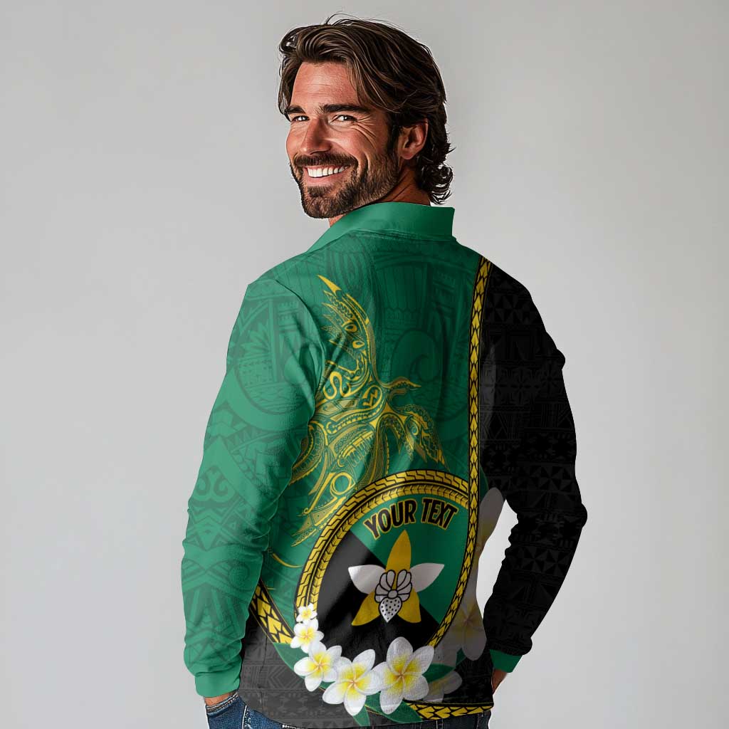 Personalised PNG Enga Provins Long Sleeve Polo Shirt Papua New Guinea Plumeria Melanesian Pattern LT14 - Polynesian Pride