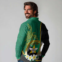 Personalised PNG Enga Provins Long Sleeve Polo Shirt Papua New Guinea Plumeria Melanesian Pattern LT14 - Polynesian Pride