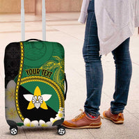 Personalised PNG Enga Provins Luggage Cover Papua New Guinea Plumeria Melanesian Pattern LT14 Black - Polynesian Pride