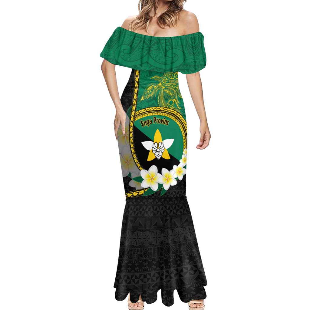 Personalised PNG Enga Provins Mermaid Dress Papua New Guinea Plumeria Melanesian Pattern LT14 - Polynesian Pride