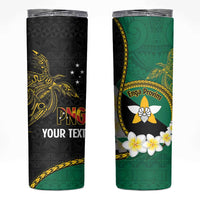 Personalised PNG Enga Provins Skinny Tumbler Papua New Guinea Plumeria Melanesian Pattern LT14 Black - Polynesian Pride