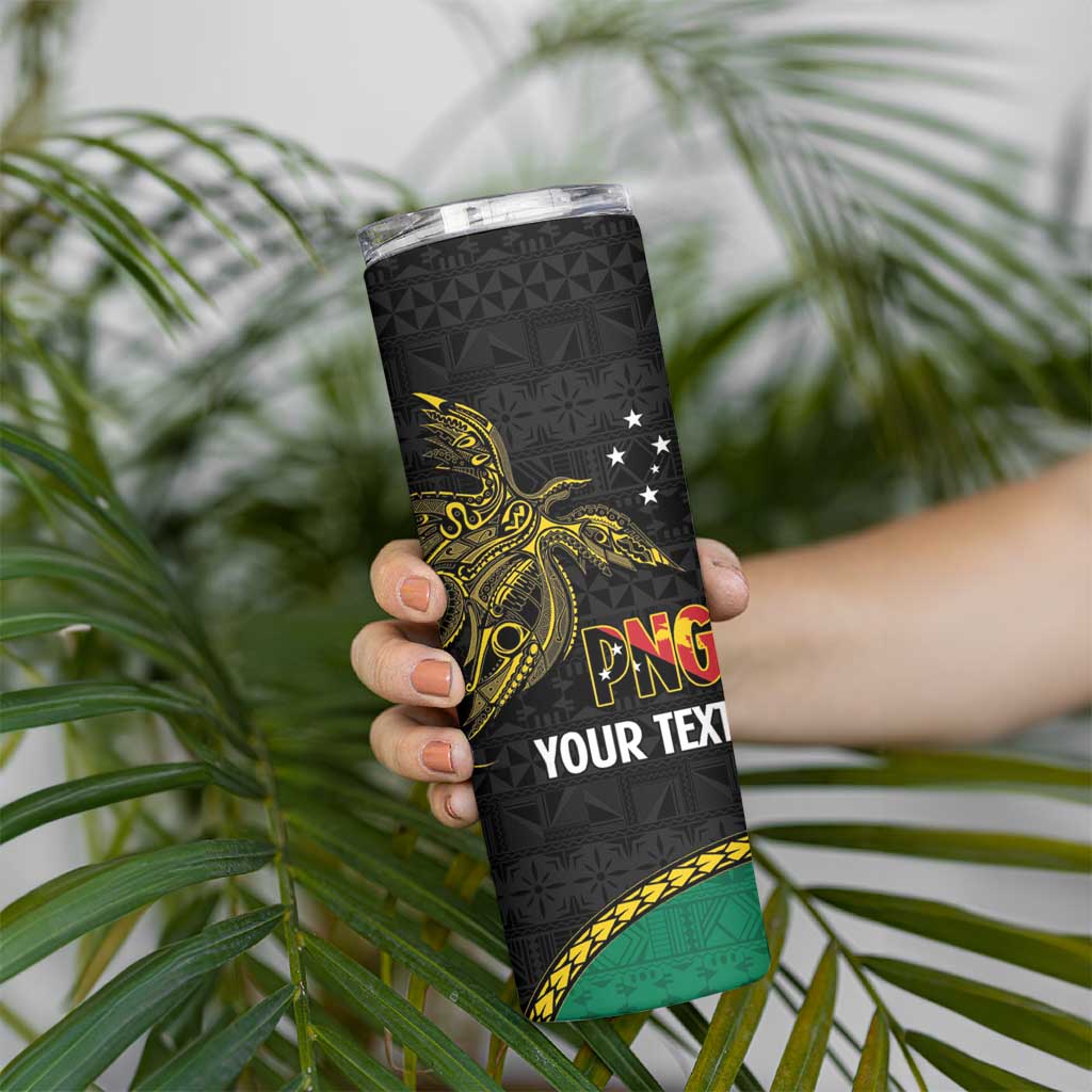 Personalised PNG Enga Provins Skinny Tumbler Papua New Guinea Plumeria Melanesian Pattern LT14 - Polynesian Pride