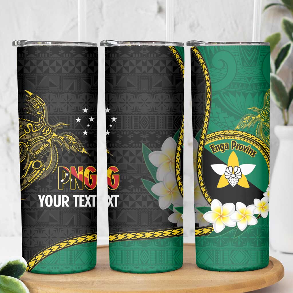 Personalised PNG Enga Provins Skinny Tumbler Papua New Guinea Plumeria Melanesian Pattern LT14 - Polynesian Pride