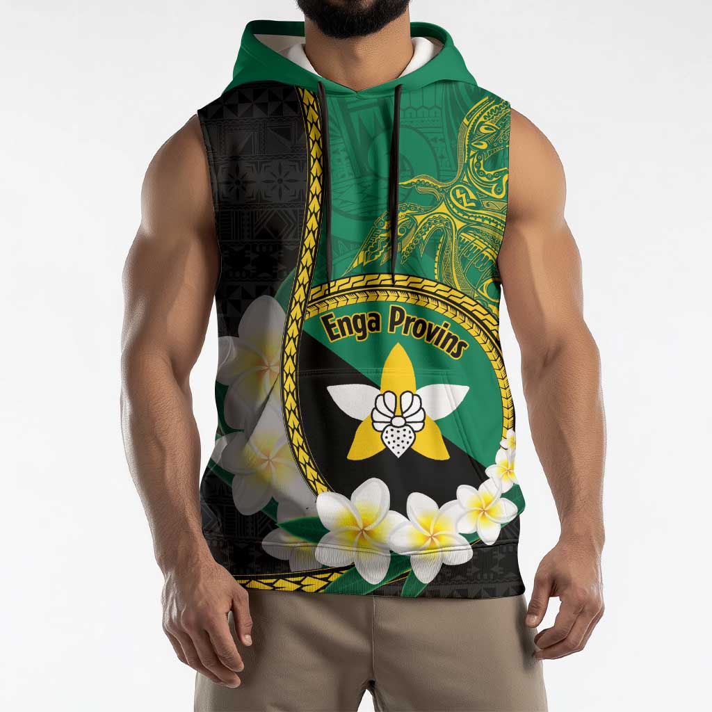 Personalised PNG Enga Provins Sleeveless Hoodie Papua New Guinea Plumeria Melanesian Pattern LT14 - Polynesian Pride