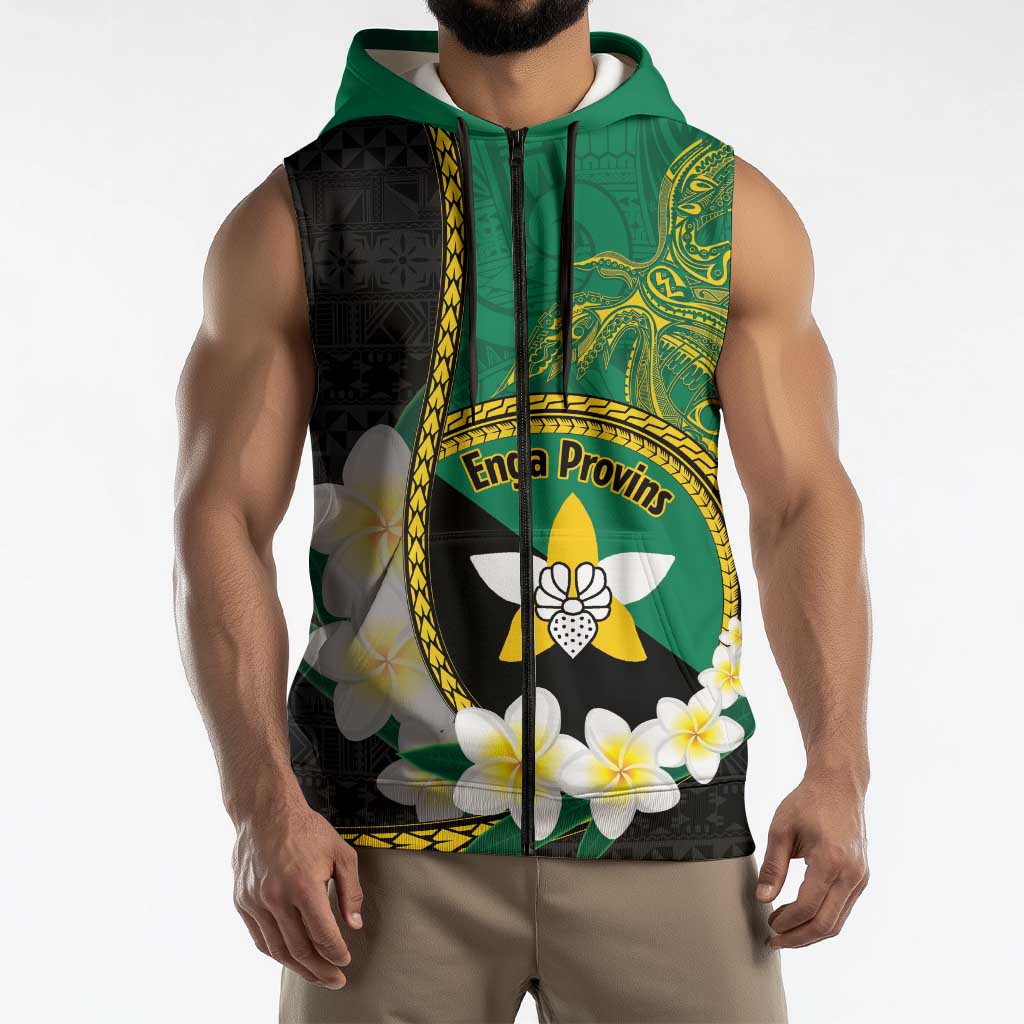 Personalised PNG Enga Provins Sleeveless Zip Hoodie Papua New Guinea Plumeria Melanesian Pattern LT14 - Polynesian Pride