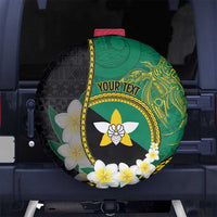 Personalised PNG Enga Provins Spare Tire Cover Papua New Guinea Plumeria Melanesian Pattern LT14 No hole Black - Polynesian Pride