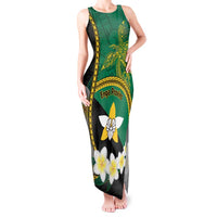 Personalised PNG Enga Provins Tank Maxi Dress Papua New Guinea Plumeria Melanesian Pattern LT14 Women Black - Polynesian Pride