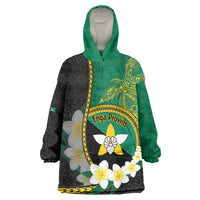 Personalised PNG Enga Provins Wearable Blanket Hoodie Papua New Guinea Plumeria Melanesian Pattern LT14 One Size Black - Polynesian Pride