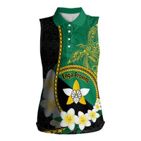 Personalised PNG Enga Provins Women Sleeveless Polo Shirt Papua New Guinea Plumeria Melanesian Pattern LT14 Female Black - Polynesian Pride