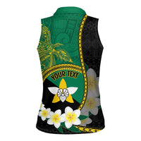 Personalised PNG Enga Provins Women Sleeveless Polo Shirt Papua New Guinea Plumeria Melanesian Pattern LT14 - Polynesian Pride